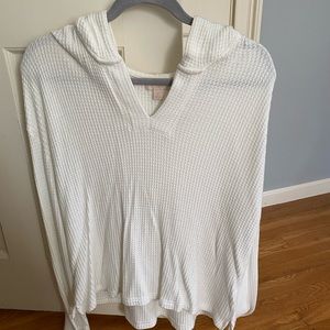 White Waffle Hooded Top